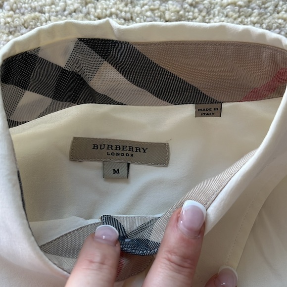 VG+ Burberry London Women’s M White Button Down Collared Top Long Sleeve Shirt - Picture 7 of 12